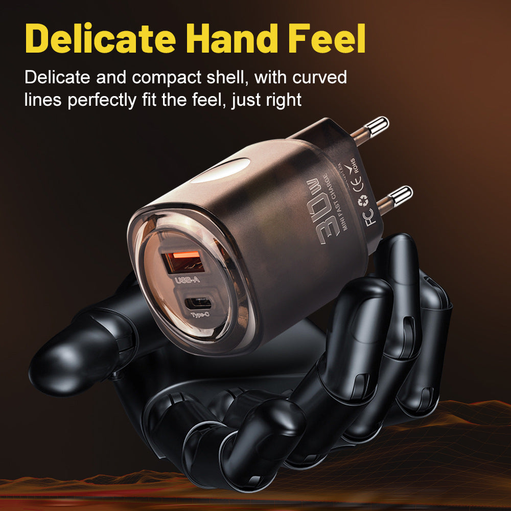 Caricatore da viaggio 30W USB + Type-C | Ricarica rapida per smartphone