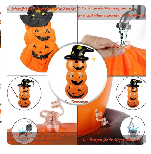 Decorazione Halloween Zucca Gonfiabile | Fantasma in Piedi da Giardino | Ornamenti Festa & Natale