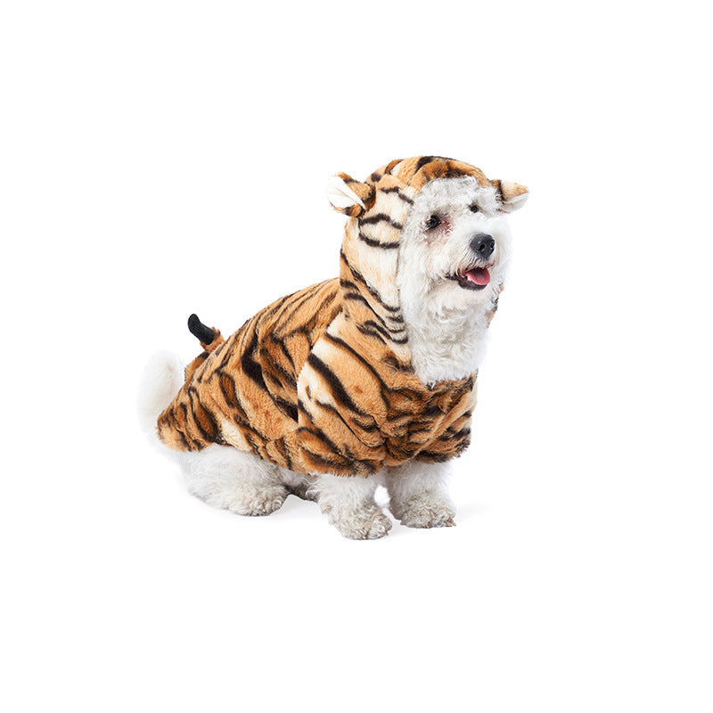 Vestito Tigre per Cani e Gatti – Costume di Capodanno Morbido e Caldo