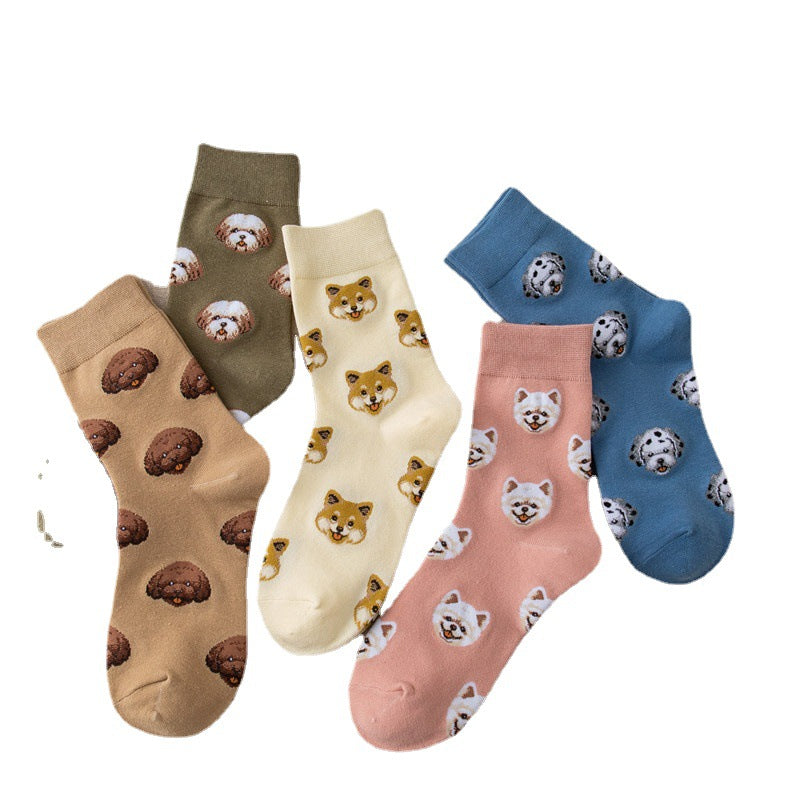 Calzini Creativi con Cani in Cotone - Calze Divertenti e Confortevoli per Donna