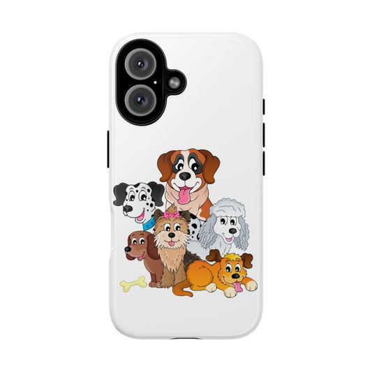 Custodia per iPhone 16 Pet Lover con Design Adorabile di Cani - Protezione Resistente e Supporto per Ricarica Wireless