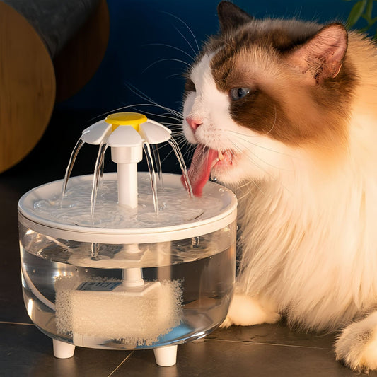 Fontana per animali domestici 1200ml – Dispenser d’acqua silenzioso con filtro a carbone attivo e alimentazione USB per gatti e cani