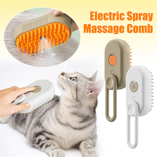 Spazzola a Vapore 3 in 1 per Cani e Gatti – Pettine Elettrico Spray per Massaggio, Toelettatura e Rimozione Peli