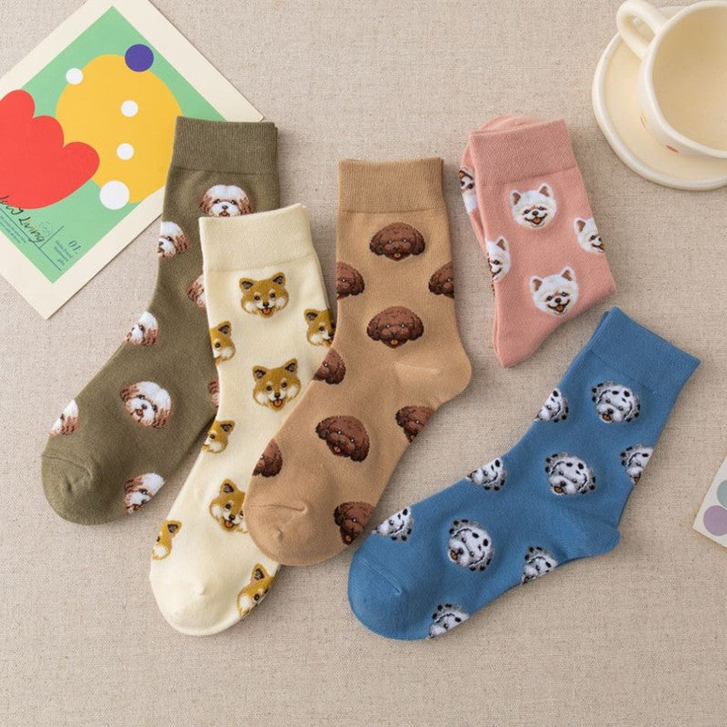 Calzini Creativi con Cani in Cotone - Calze Divertenti e Confortevoli per Donna
