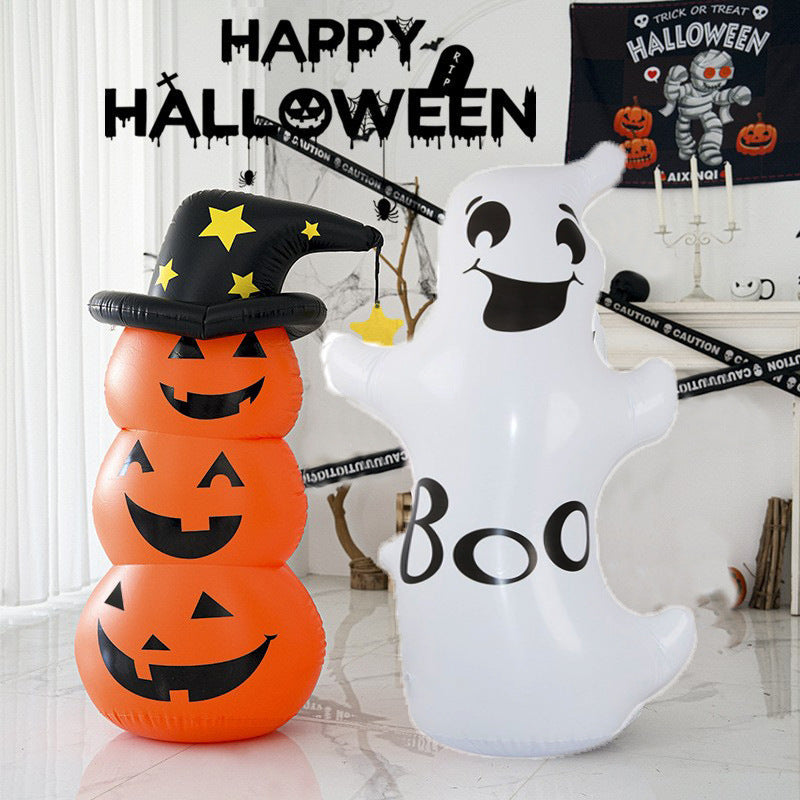 Decorazione Halloween Zucca Gonfiabile | Fantasma in Piedi da Giardino | Ornamenti Festa & Natale