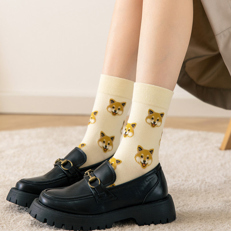 Calzini Creativi con Cani in Cotone - Calze Divertenti e Confortevoli per Donna