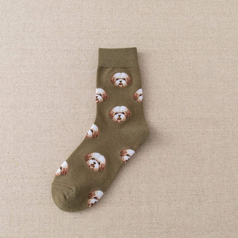 Calzini Creativi con Cani in Cotone - Calze Divertenti e Confortevoli per Donna