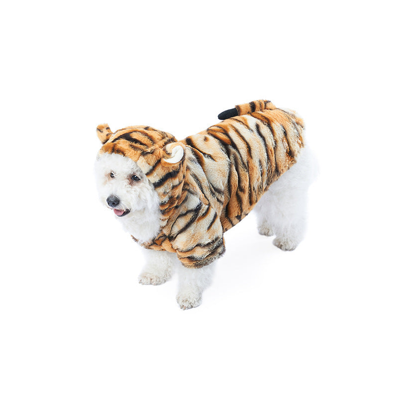 Vestito Tigre per Cani e Gatti – Costume di Capodanno Morbido e Caldo
