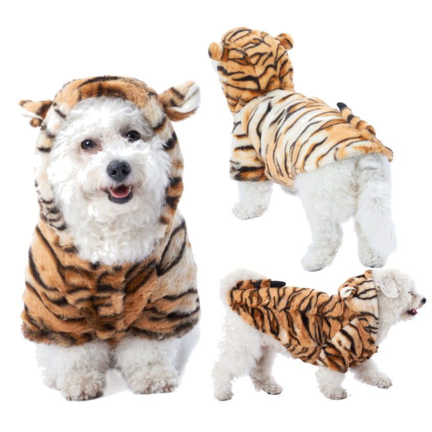 Vestito Tigre per Cani e Gatti – Costume di Capodanno Morbido e Caldo